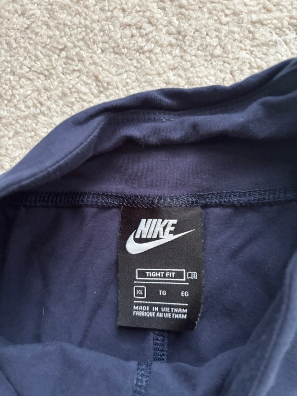 Nike Girls XL Leggings Navy Blue Yellow Swoosh Tight Fit Athletic Pants